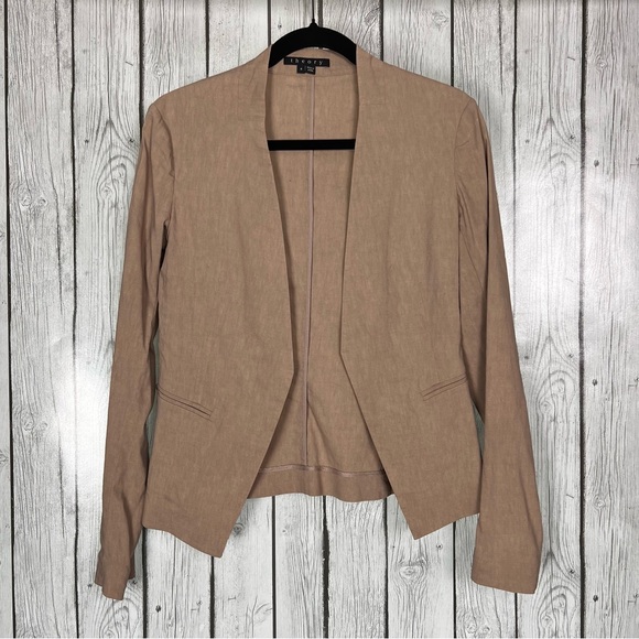 $375 Theory Lanai Linen Blend Beige Blazer size 4 - Picture 3 of 10